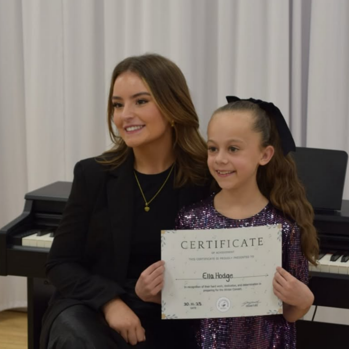 Student playing piano