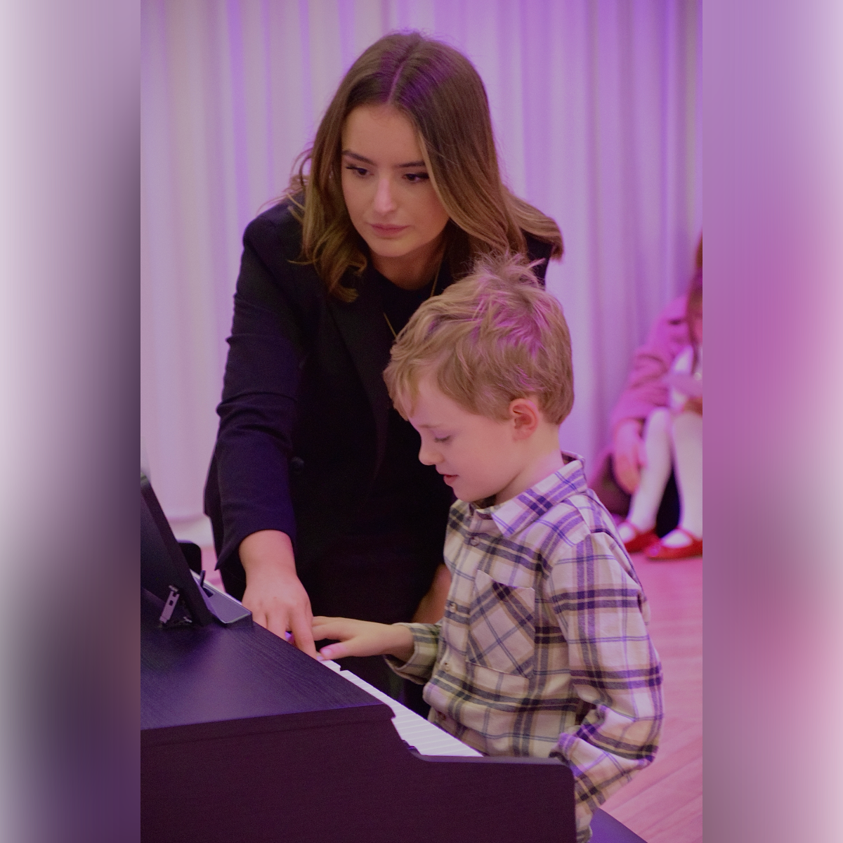 Young piano student